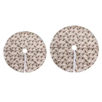 

60/80cm Christmas Tree Skirts Embroider Elk Print Festival Home Party Decor