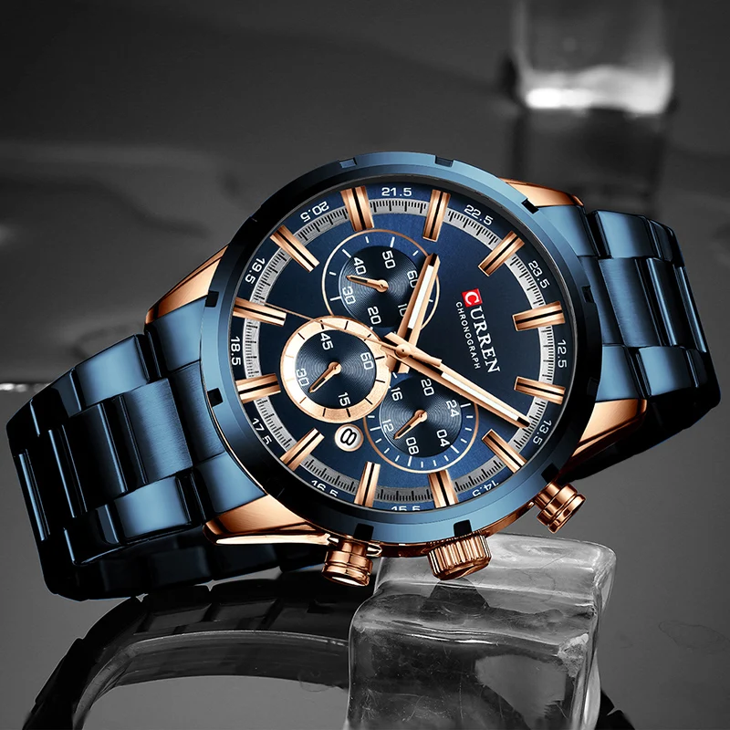 Curren Men Watch Top Brand Luxury Sports Quartz Mens Watches Full Steel Waterproof Chronograph Wris-2