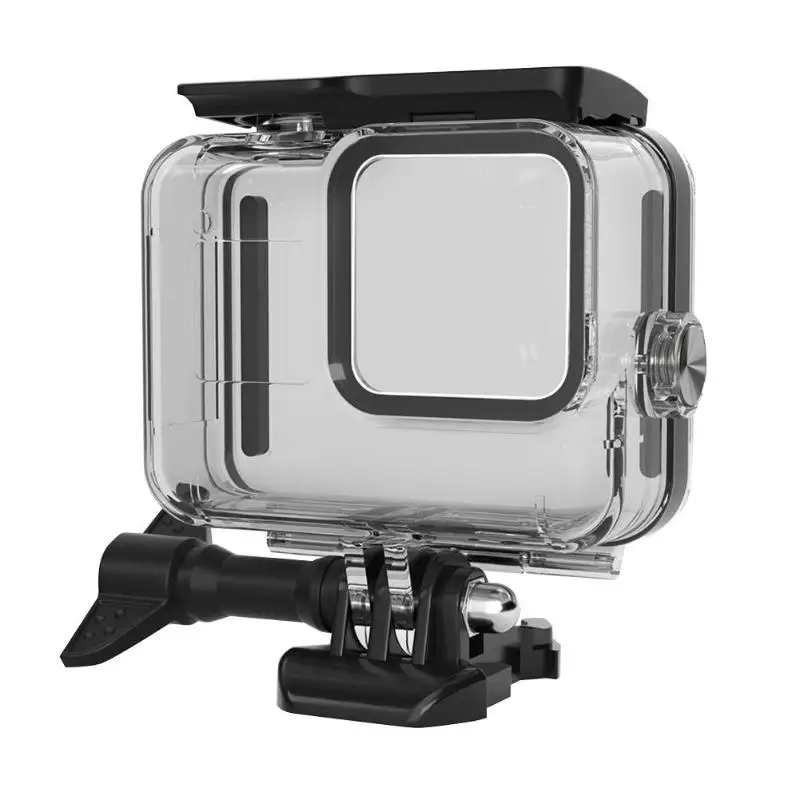 60 м подводный водонепроницаемый чехол, крышка объектива, фильтры, защита экрана, силиконовый чехол для Gopro Hero 8, Черная Спортивная Экшн-камера - Цвет: metal button