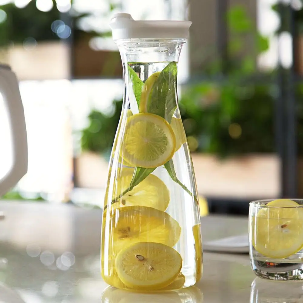 

1000ML Plastic Transparent Water Bottles For Coffee Juice Ice Tea Wine Beverage Dispenser Tea Pot With Lid Drinkware