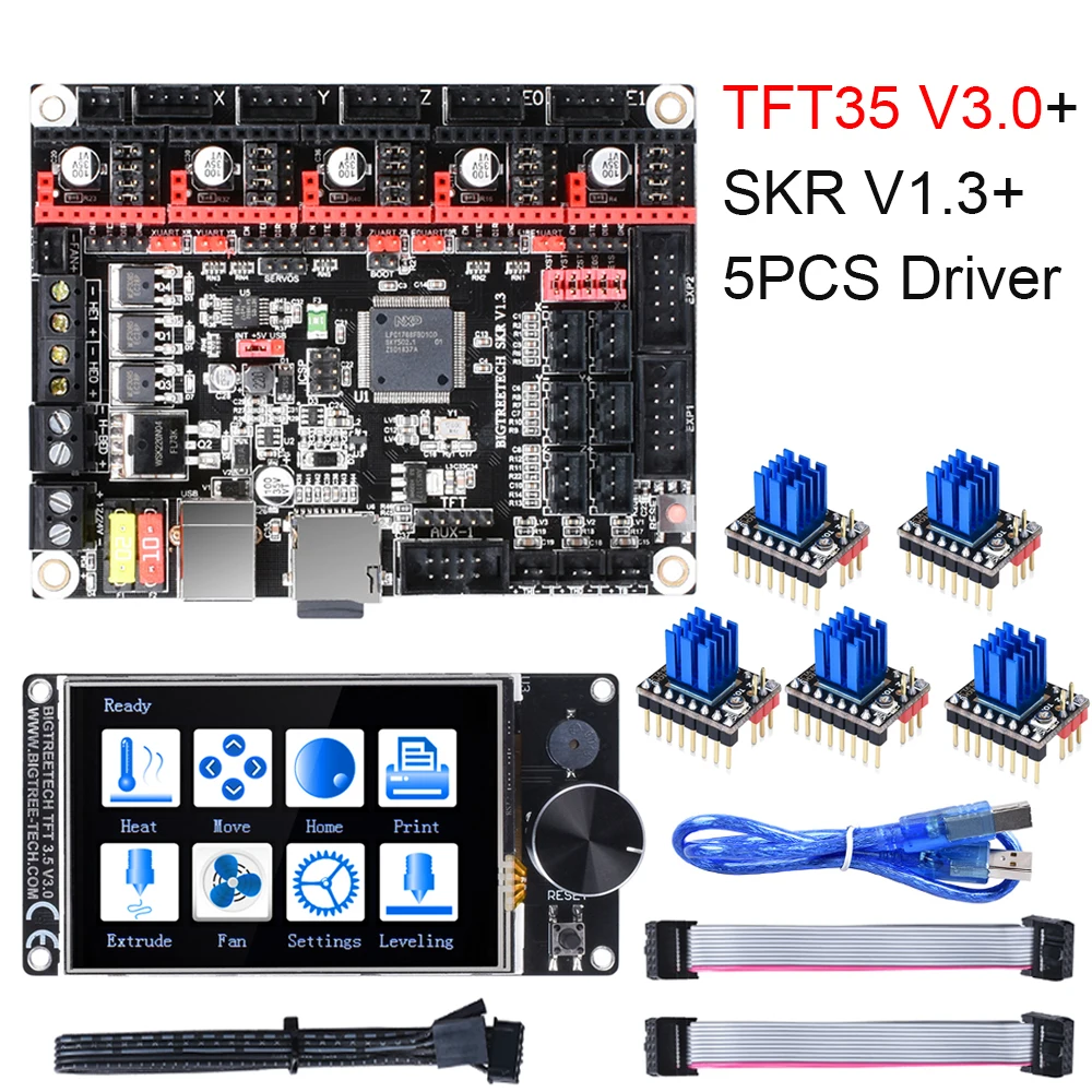Плата BIGTREETECH SKR V1.3 для 3D принтера + сенсорный экран TFT35 V3.0 TMC2209 UART TMC2208 TMC2130 Запчасти