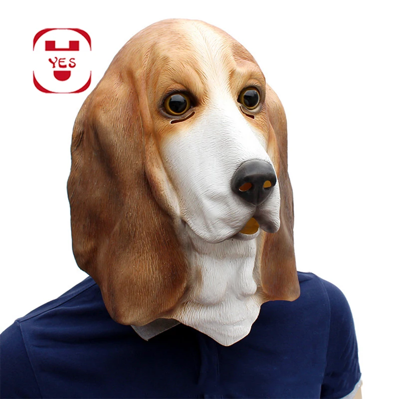 Да латекс Foxhound маска голова собаки головные уборы жуткие вечерние Deluxe Хэллоуин Взрослый Забавный костюм вечерние Реалистичная бутафория животных Косплей