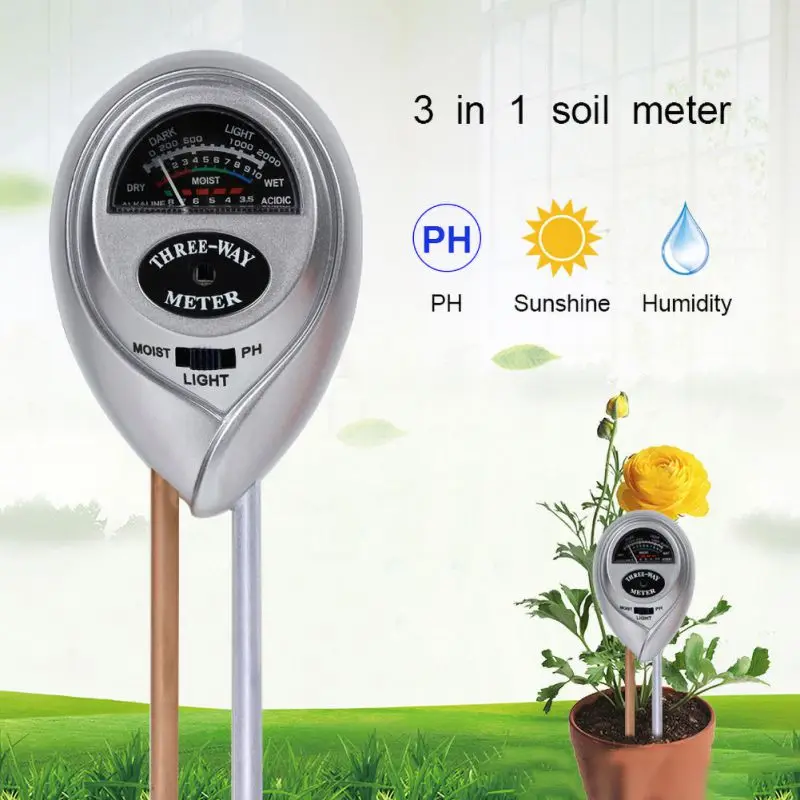 3 в 1 цифровой измеритель влажности почвы анализ PH тестер сад гигрометр, свет детектор кислотности измеритель влажности