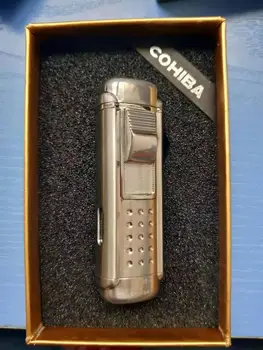 

COHIBA Sliver 4 torch Red flame Cigar cigarette tobacco Lighter with Cigar Punch