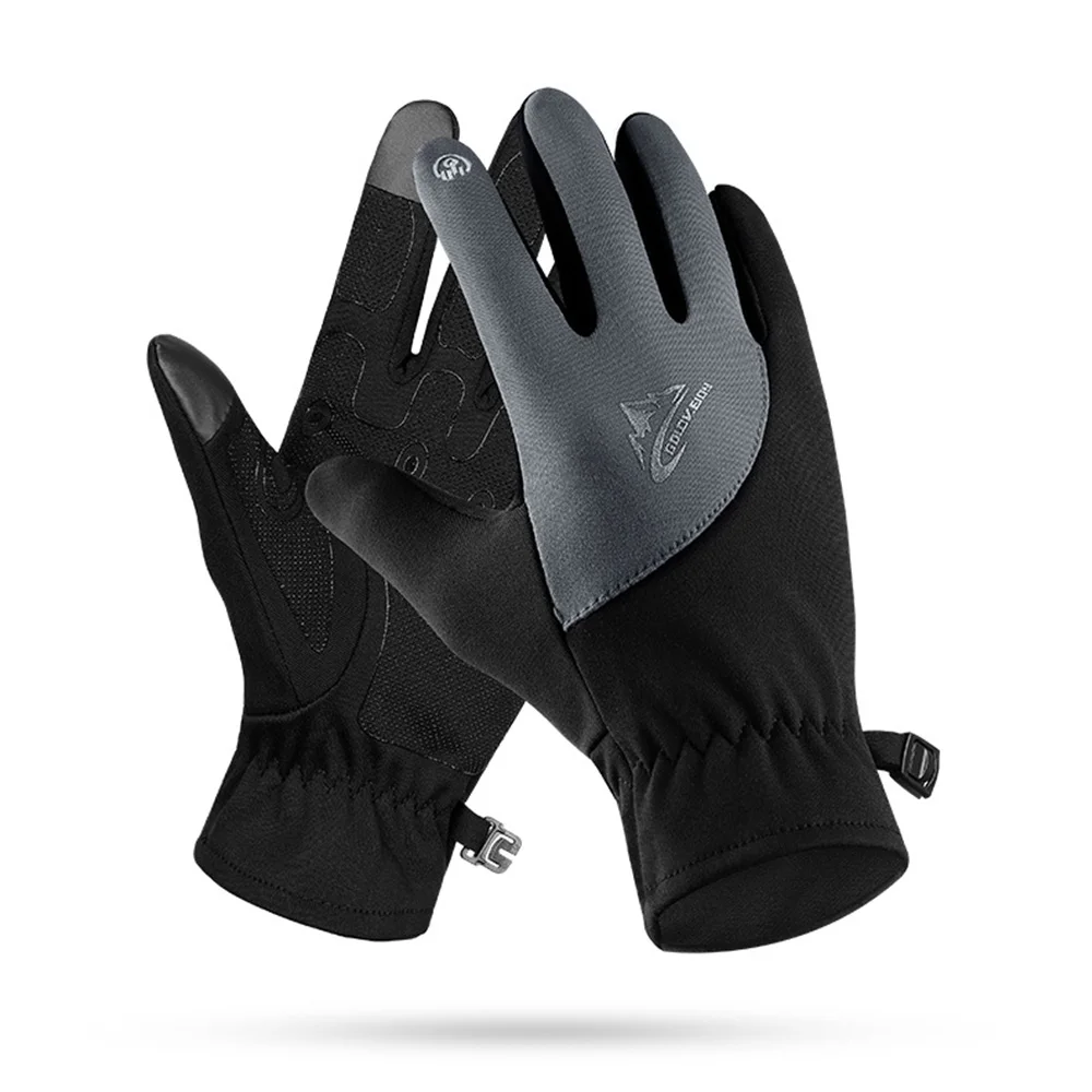 1Pair Unisex Skiing Gloves Winter Snowboard Ski Gloves Touch Screen Fleece Waterproof Motorcycle MTB Bike Gloves Full Finger - Цвет: gray