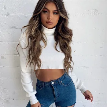 

Autumn And Winter high collar Women's Fluffy Sweater Jumper Long Sleeve Ladies Sweaterts Pullover Tops