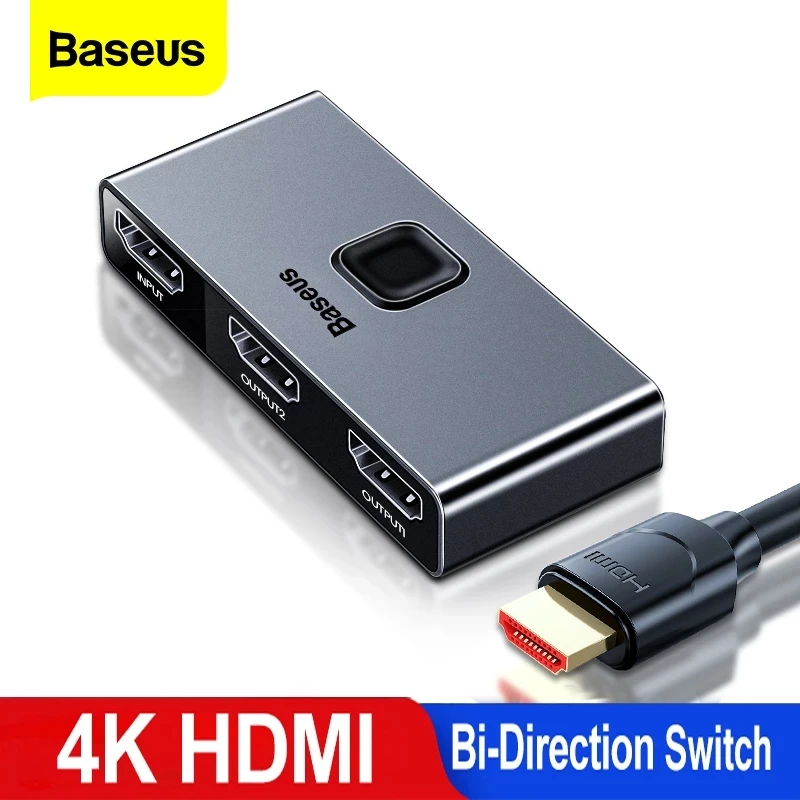 Baseus Переключатель HDMI 4K 60Hz переключатель с пультом дистанционного управления 2