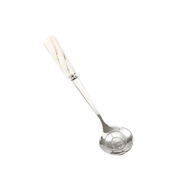 Plated Coffee Spoons Stainless Steel Teaspoons With Ceramic Handle Stirring Spoon For Dessert Cake Ice Cream Tableware