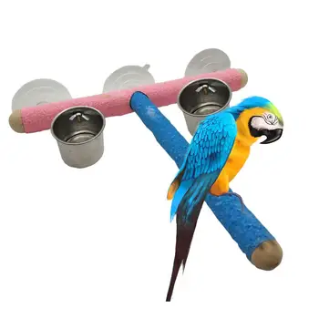 

Pet Parrot Perches Bird Bathing Shower Stand For Budgerigar Cockatiel Parakeet Seed Food Container Wall Suction Cup Bird Feeder