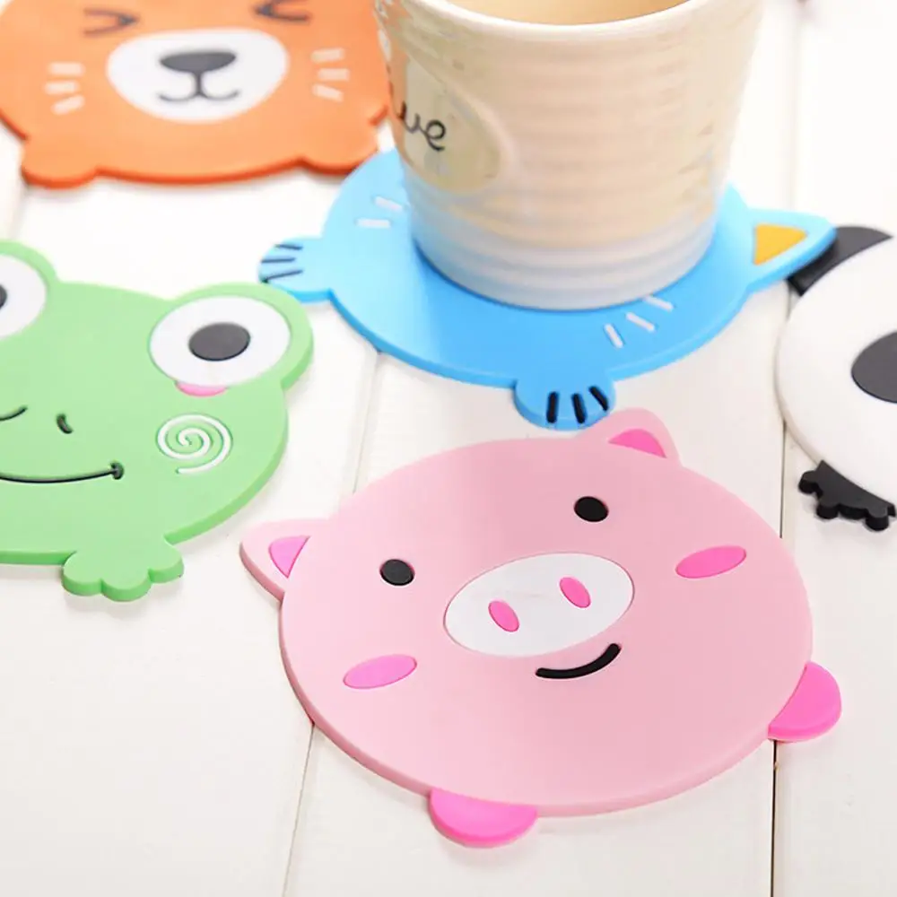

2Pc Cute Cartoon Coasters Silicone Placemat Cushion Mug Cup Tea Pad Mat Tableware Barware Kitchen Gadgets Table Decorative Q3