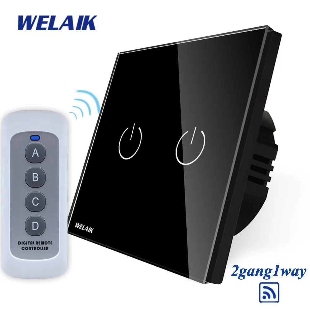 WELAIK UK 2 канальный РЧ 433 МГц пульт дистанционного управления умный сенсорный