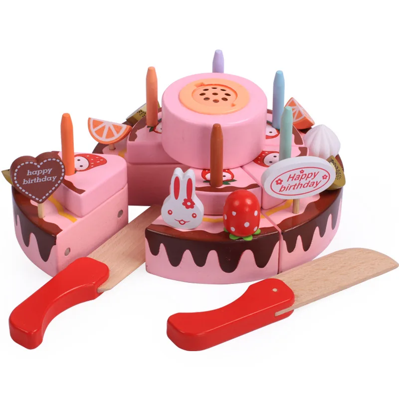 

Wood Magnetic Birthday Cake Set Slicer GIRL'S And BOY'S Model Play House Children Gift Diy3-6-7-Year-Old