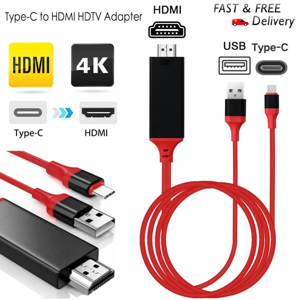 Ultra HD USB 3,1 type-C к HDMI HDTV Кабель-адаптер 2 м 4 к* 2 к Hdmi кабель для samsung S9 S8 S10 Note 8/9 huawei Mate10 P20 Macbook