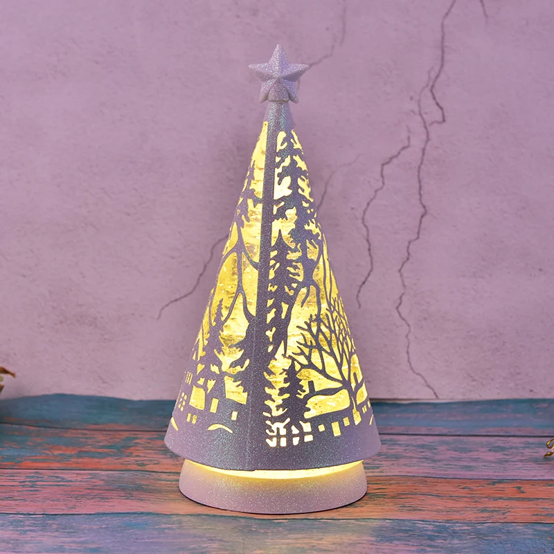 White XmasTree Light ТВ дизайн рождественские снежные шары Санта-Иисус музыкальная шкатулка снежинки череп голова хрустальный шар рождественские подарки на день рождения вечерние украшения - Цвет: White XmasTree Light
