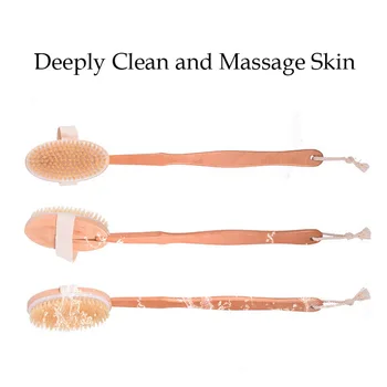 

Body Natural Bristle Dry Skin Exfoliation Brush Massager Bath Shower Scrubber Brush SPA Woman Man Skin Care Dry Body Brush