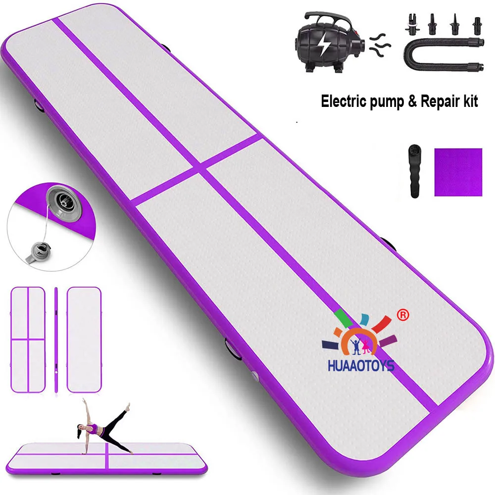 Воздушный трек 8 м надувной airtrack tumbling пол гимнастика воздушный трек коврик с бесплатным CE/UL электрический вентилятор - Цвет: purple