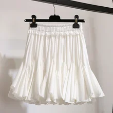 Белые, черные шифоновые летние шорты, Женская юбка, мода, Корейская юбка-пачка с высокой талией, плиссированная мини-юбка для школы, Женская юбка