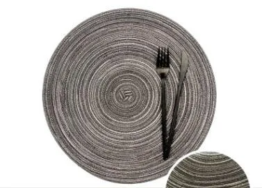 black gray CFen A's 5 шт. ручной тканый льняной круглый подставки под тарелки Держатель обеденный стол место коврики противоскользящие качество Настольный коврик Ремесло Декор 35 см - Цвет: black gray