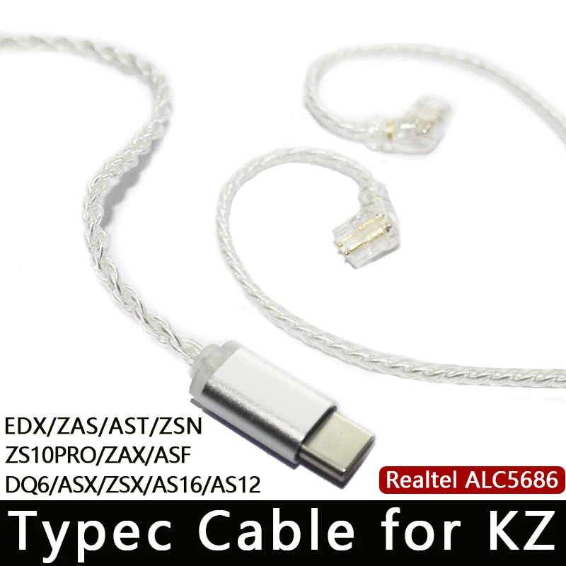 

Typec Cable for KZ Earphone EDX ZSN ZS10 PRO ZSX ZAX ZST DQ6 ZAS AST ASF AS16 AS12 Realtek ALC5686 for SAMSUNG XIAOMI HUAWEI MIC