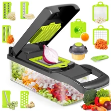 Kitchen Vegetable Cutter Potato Chips Slice Carrot Grater Garlic Chopper Manual Vegetable Cutter With Drain Basket Kitchen Tools