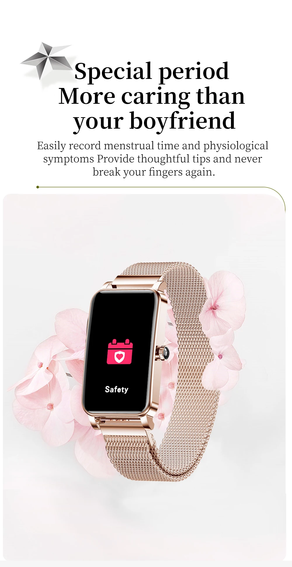 ZX19 Smart Watch Women Girl Fashion Smartwatch Heart Rate Bood Pressure Sports Fitness Wristband Customizable Dial Bracelet
