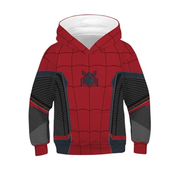 3-12 Years Spiderman Boys Hoodies Teens Autumn Hooded Sweatshirt For Boys The Avengers 4 Kids Clothes Long Sleeve Pullover Tops - Color: TZ121-Red