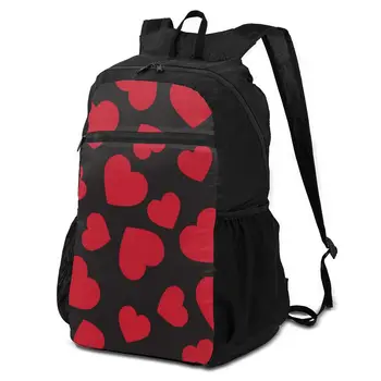 

OLN Red Hearts Rainproof Ultralight Foldable Lightweight Packable Backpack Folding Bag for Women Men Travel Hiking