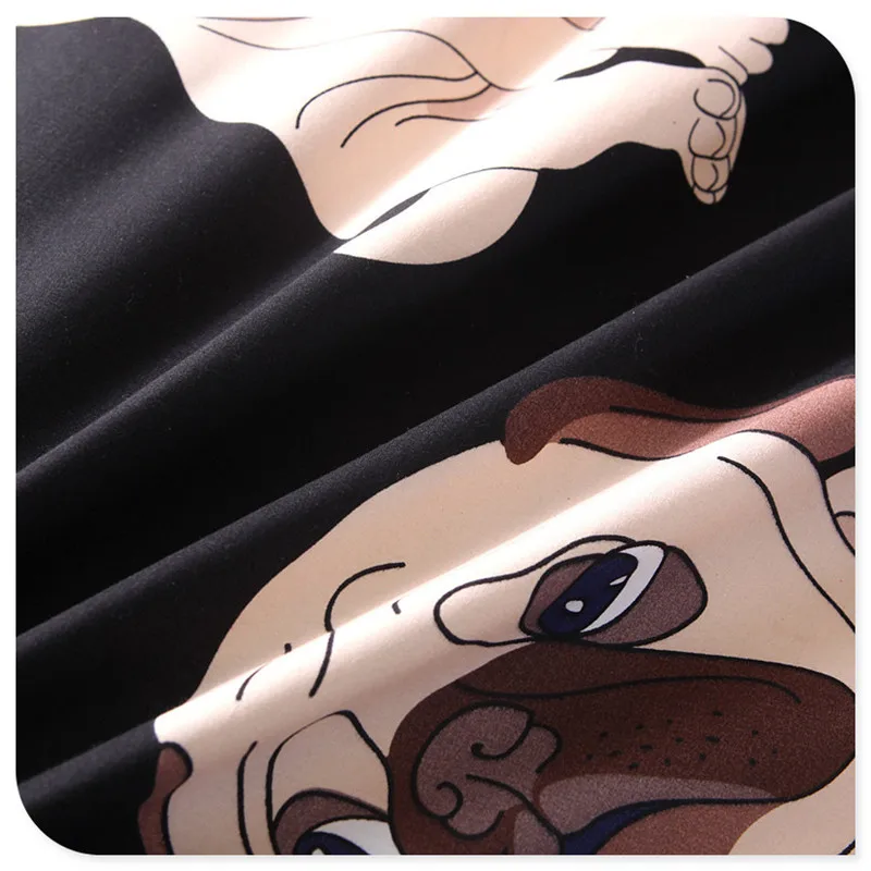 Modern Cute Bedding Set King Size Cartoon Dogs Kid Duvet Cover Sets Single Double Full Queen Bed Linens Black Color Quilt Covers (5)