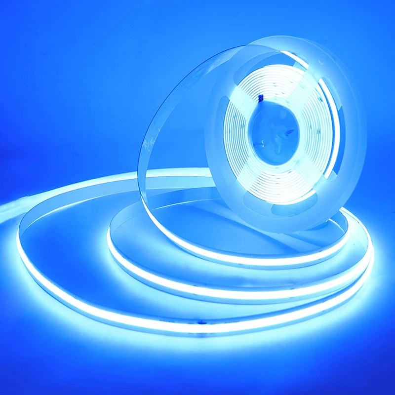 Tira de LED COB de 5 V, 12 V y 24 V de alta densidad RA90, 320 LED, luz lineal, cálida, natural, blanca fría, roja, azul hielo, amarilla y rosa