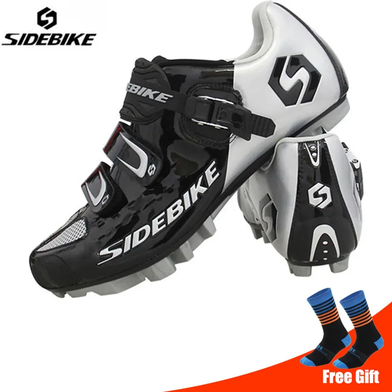 black add socks SIDEBIKE/велосипедная обувь; набор педалей; Уличная обувь; sapatilha ciclismo; MTB; горный велосипед; самоблокирующаяся спортивная обувь для велоспорта - Цвет: black add socks