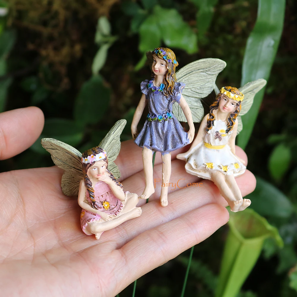 1 Piece of Miniature Garden Fairies Figurines Resin Mini Fairy Statue Figure Fairy Garden Ornaments Decorations Accessories