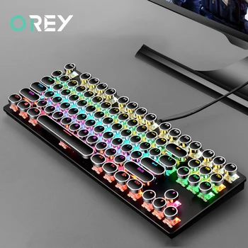 

Wired Gaming Keyboard Mechanical 7 Color Backlit Keyboards USB 87 Keycaps Keyboard Waterproof Laptop Computer PC Gamer Keyboards