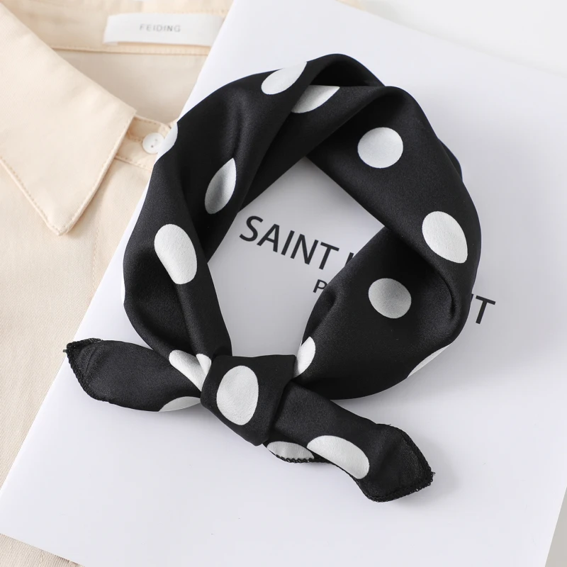 Women Small Satin Silk Scarf Square Print Wrap Foulard Femme Handkerchief Bandana Neck Hair Skinny Tie Scarves Shawls