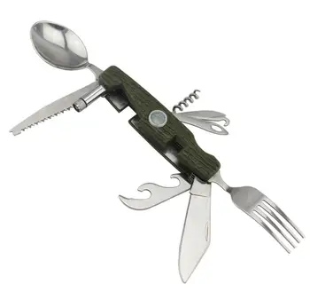 

Multi-function folding tableware with compass, with lighting, camping knives, cutlery set, outdoor camping supplies