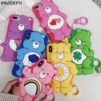 

Cute Cartoon Bear Phone Case For iPhone 11 Pro Max Cases Fashionable Finger Ring Soft Cover For iPhone 6 6s 7 8 plus X XR Xs Max