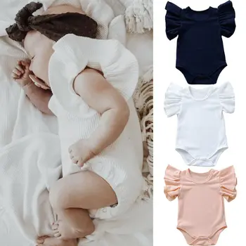 

2020 0-24M Summer Baby Girls White Ruffles Sleeve Lace Romper Infant Baby Elegant Lace Jumpsuit Clothes Sunsuit Outfits