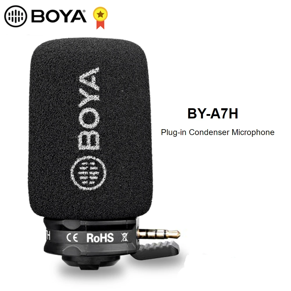 BOYA BY-A7H, компактный конденсаторный микрофон для iPhone, iOS, huawei, Android, 3,5 мм, смартфон, планшет, видео, видео, аудио микрофон
