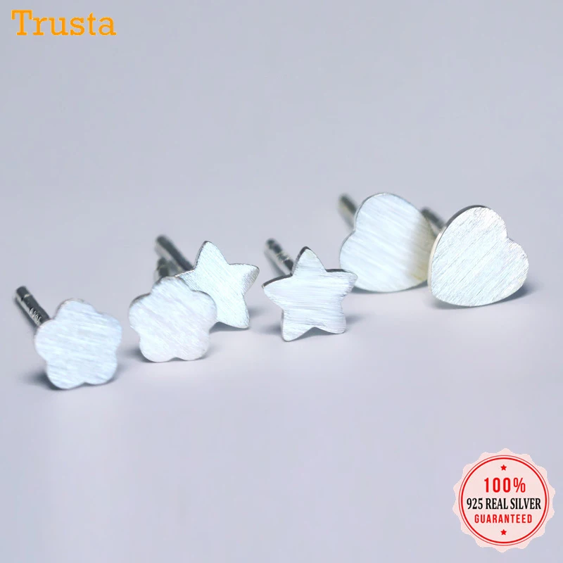 Trusta 100% Стерлинговое Серебро 925 пробы серьги-гвоздики ювелирное изделие модные