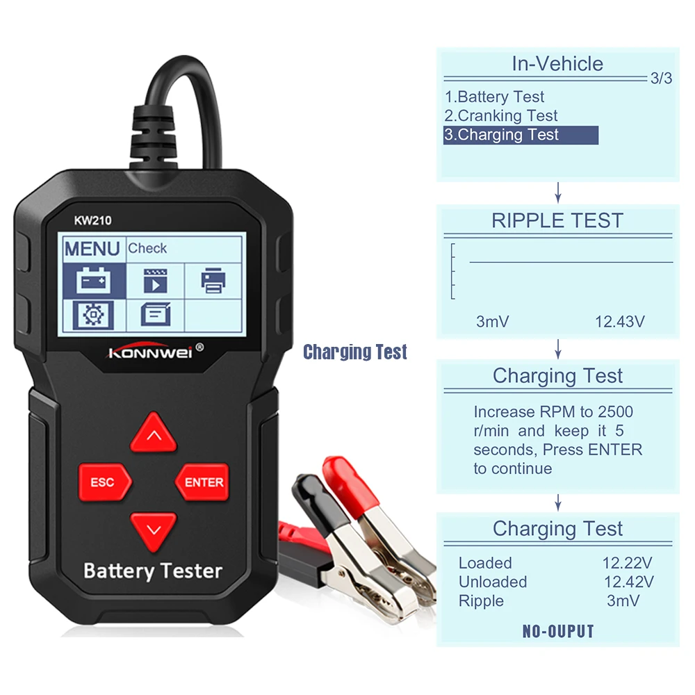 KONNWEI KW210 Автоматический Смарт 12 в автомобильный тестер батареи автоматический анализатор батареи от 100 до 2000 cca скручивающий автомобильный тестер батареи dfdf