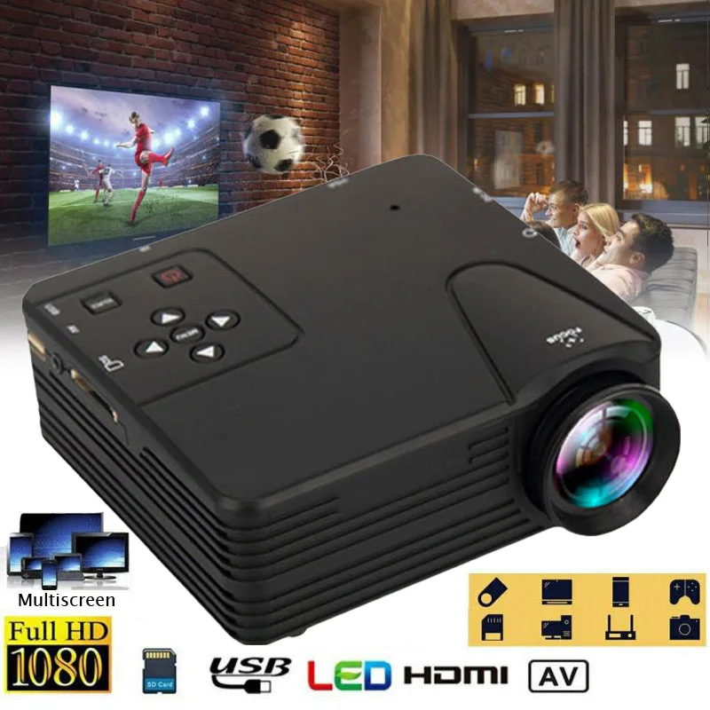

1080P Portable Mini LED Projector HD 3D Video Home Theater Cinema Multimedia