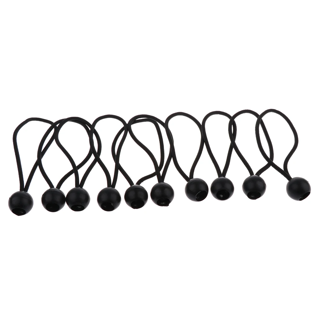 10pcs Ball Bungee Cords, Tarp, Banner & Canopy Fasteners, Heavy Duty Stretch Tie Loops for Outdoor Camping