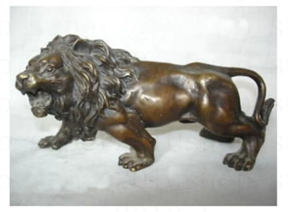 

Sculpture&Carving Bronze coffee Fierce Lions Wild Animals Figure Statue gift