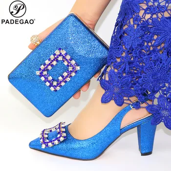 

2020 Spring High Quality Special Arrivals Blue Matching Shoes and Bag Set In Heels Matching Shoes and Bag Set for Party