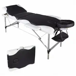 3 секции складные алюминиевые трубки спа Бодибилдинг массажный стол черный с белым краем красота кровать, массажный стол