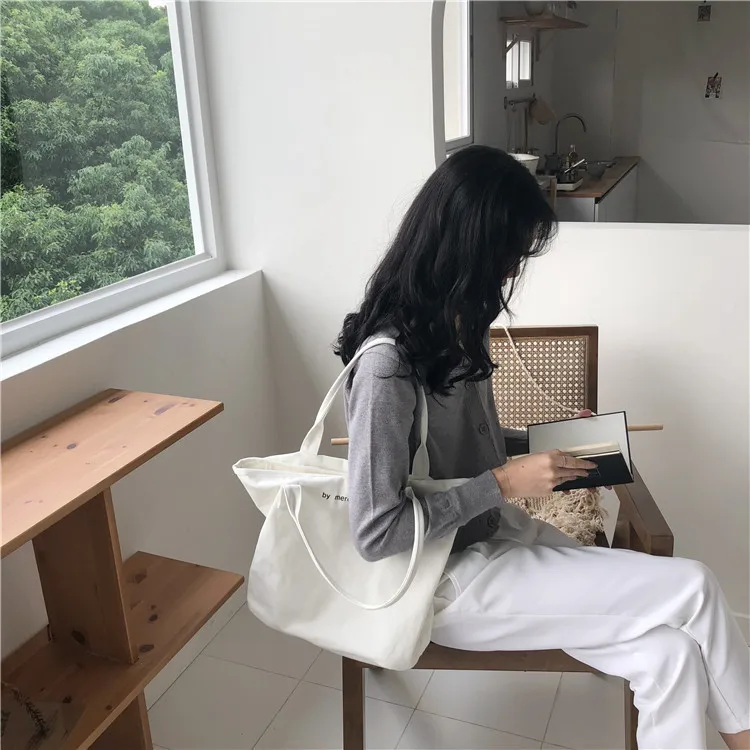 

South Korea INS New Style Large-Volume Simple Cloth Bag Thick Single-shoulder Canvas Bag Harajuku Ulzzang Hand Large Bag
