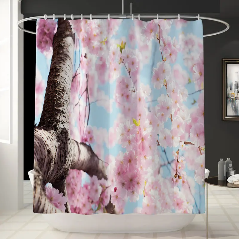 shower curtain Свежий цветок 3D занавеска для душа ковер из четырех частей ванная комната Противоскользящий коврик Набор туалетные принадлежности панель дверной коврик полиэстер CB4620/o - Цвет: shower curtain