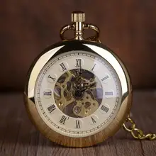 Стимпанк Золотой Скелет Механические карманные часы мужские антикварные Роскошные брендовые карманные часы ожерелье цепь карманные и Fob часы