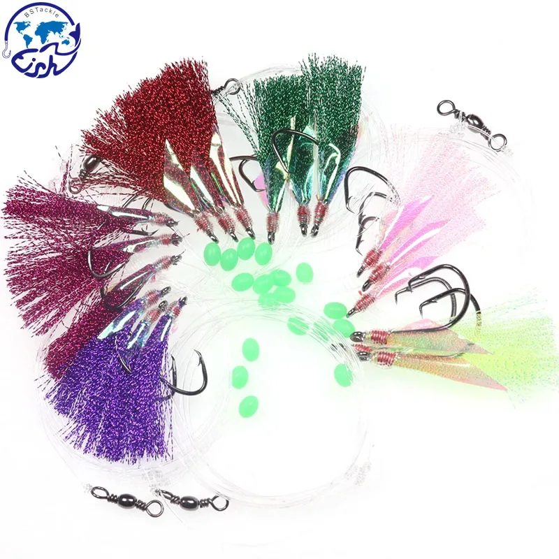 Circle Hook Fishing Snapper Flasher Rigs With Luminous Bead Flash Fish