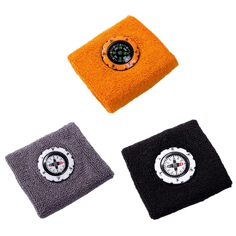 3 Colors Women Man New Outdoor Sports Survival Bracelet Compass Sweat Bands Bracelet