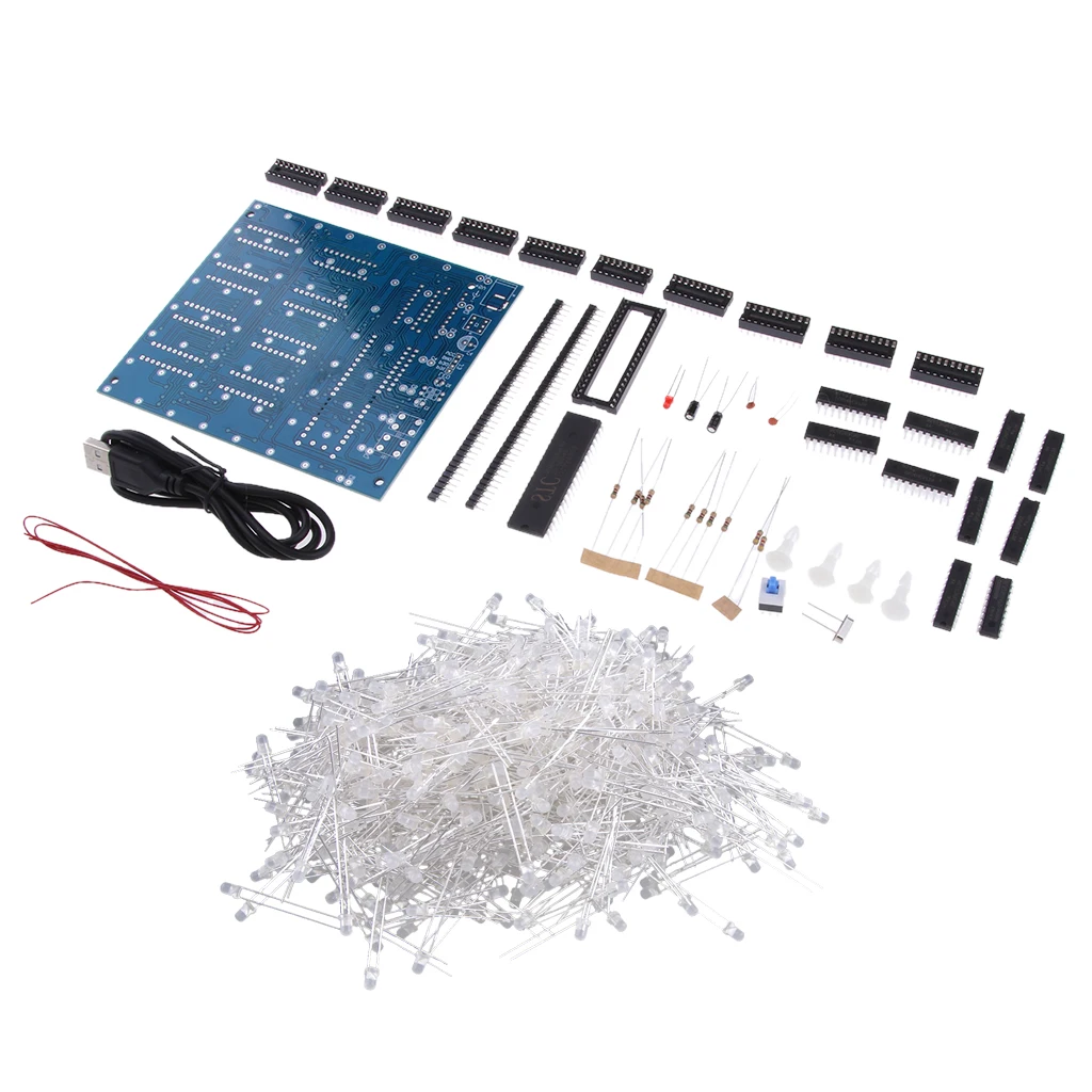 3D8 8x8x8 LED Cube 3D Light Blue LED Electronic DIY Kit for Arduino
